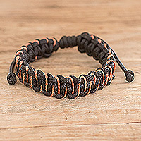 Handcrafted braided bracelet, 'Warm Adventure' - Handcrafted Braided Bracelet with Orange Threads