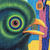 Grabado - Impresión de sublimación estirada multicolor moderna de un pájaro