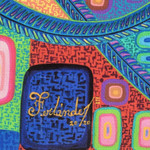 Print, 'Splendid Quetzal' - Modern Multicolored Stretched Sublimation Print of A Bird