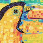 Print, 'Majestic Toucan' - Modern Multicolored Stretched Sublimation Print of A Toucan