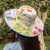 Cotton sun hat, 'Tropical World' - Tropical Cotton Sun Hat with Blue Piping and 4-Inch Brim