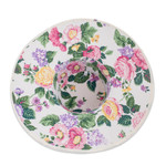 Cotton sun hat, 'Floral Space' (4.5-inch brim) - Floral Cotton Sun Hat with Ivory Piping and 4.5-Inch Brim
