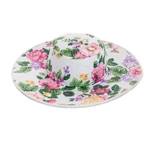 Cotton sun hat, 'Floral World' (4-inch brim) - Floral Cotton Sun Hat with Ivory Piping and 4-Inch Brim