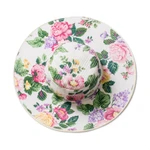 Cotton sun hat, 'Floral World' (4-inch brim) - Floral Cotton Sun Hat with Ivory Piping and 4-Inch Brim