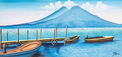'Belleza de mi tierra' - Pintura al óleo impresionista estirada de lago y montañas