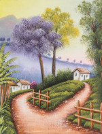 'Community' - Stretched Oil Impressionist Painting of House and Nature