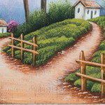 'Community' - Stretched Oil Impressionist Painting of House and Nature