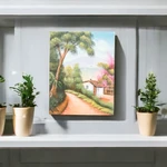 'Lovely Home' - Stretched Oil Impressionist Painting of Traditional Scene