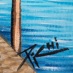 'Visiting the Lake' - Stretched Oil Impressionist Painting of Natural Scene