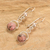 Rhodonite dangle earrings, 'Infinite Warmth' - Sterling Silver Dangle Earrings with Natural Rhodonite Beads (image 2b) thumbail
