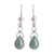 Jade dangle earrings, 'Harmony Drops' - Sterling Silver Dangle Earrings with Drop-Shaped Jade Stones thumbail