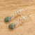 Jade dangle earrings, 'Harmony Drops' - Sterling Silver Dangle Earrings with Drop-Shaped Jade Stones (image 2b) thumbail