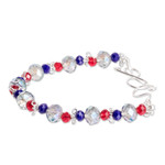 Crystal beaded bracelet, 'Luminous Moonshine' - Silver-Toned Copper Bracelet with Colorful Crystals