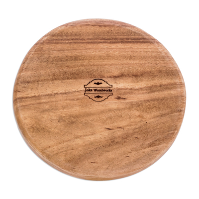 Wood appetizer platter, 'Double Delight' - Conacaste Wood Appetizer Platter with Two Compartments