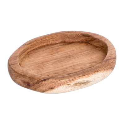 Snackteller aus Holz - Handgefertigter ovaler Snackteller aus Conacaste-Holz