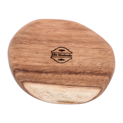 Wood snack plate, 'Fine Delights' - Handcrafted Oval-Shaped Conacaste Wood Snack Plate