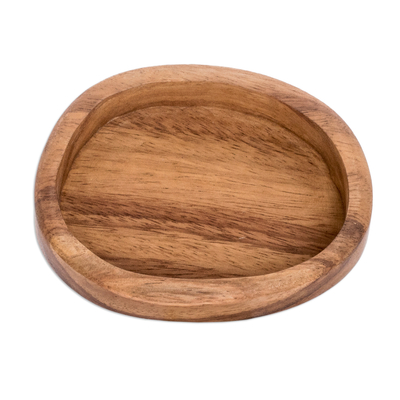 Snackteller aus Holz, (klein) - Handgefertigter ovaler Snackteller aus Conacaste-Holz (klein)
