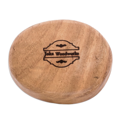 Mini wood snack plate, 'Ethereal Delights' - Handcrafted Mini Oval-Shaped Conacaste Wood Snack Plate