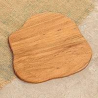 Wood cheese board, 'Abstract Flavors' - Handcrafted Polished Conacaste Wood Cheese Board