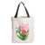 Baumwoll-Einkaufstasche - Handbemalte Blumen-Tragetasche aus Baumwolle in Grün- und Rosatönen
