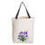 Bolsa de algodón, 'Purple Blossoming' - Bolsa de algodón floral pintada a mano en tonos verdes y morados
