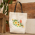 Cotton tote bag, 'Sunny Springs' - Floral Cotton Tote Bag Hand-Painted in Yellow and Green Hues