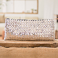 Recycled metalized wrapper cosmetic bag, 'Shining Conviction'