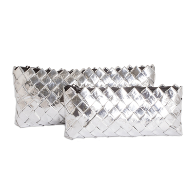 Bolsas de cosméticos con envoltorio metalizado reciclado, (juego de 2) - Juego de 2 bolsas de cosméticos con envoltorio metalizado reciclado