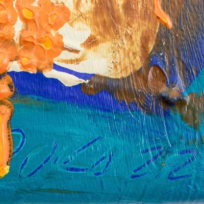 'Harvest Time II' - Pintura al óleo y acrílico inspirada en el maíz abstracto firmada