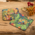 Posavasos de goma (juego de 2) - Juego de 2 posavasos de goma con estampados de hojas y ranas