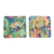 Rubber coasters, 'Tropical Experiences' (set of 2) - Set of 2 Rubber Coasters with Leafy and Frog Prints