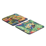 Rubber coasters, 'Tropical Experiences' (set of 2) - Set of 2 Rubber Coasters with Leafy and Frog Prints