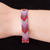 Glass beaded wristband bracelet, 'Berry Directions' - Handcrafted Geometric Pink Glass Beaded Wristband Bracelet (image 2j) thumbail