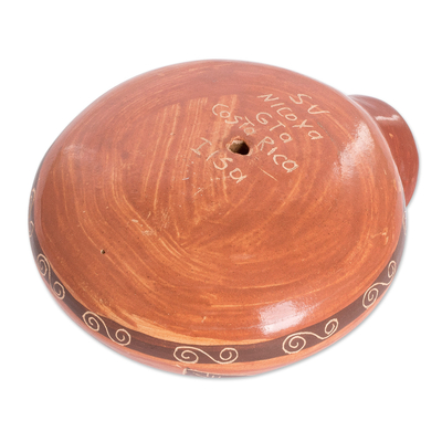 Ceramic decorative vase, 'Sunset Toucan' - Handcrafted Toucan-Themed Brown Ceramic Decorative Vase