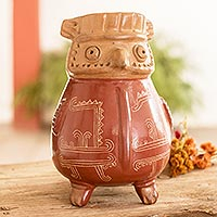 Ceramic sculpture, 'Ancestral Owl' - Handcrafted Traditional Owl-Themed Ceramic Sculpture