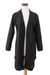 Cotton cardigan sweater, 'Onyx Winds' - Natural Cotton Cardigan Sweater in a Solid Onyx Hue thumbail