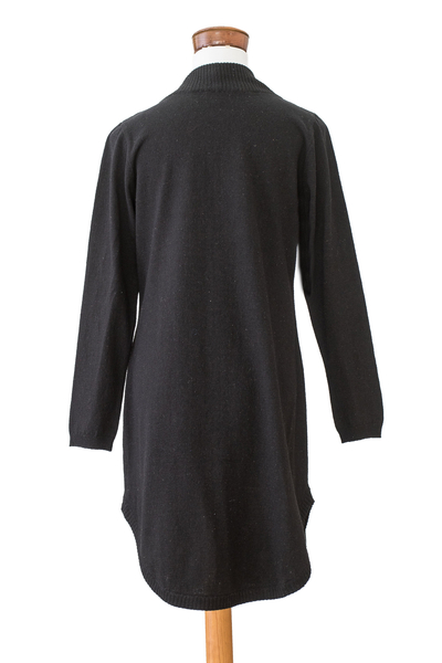 Cotton cardigan sweater, 'Onyx Winds' - Natural Cotton Cardigan Sweater in a Solid Onyx Hue