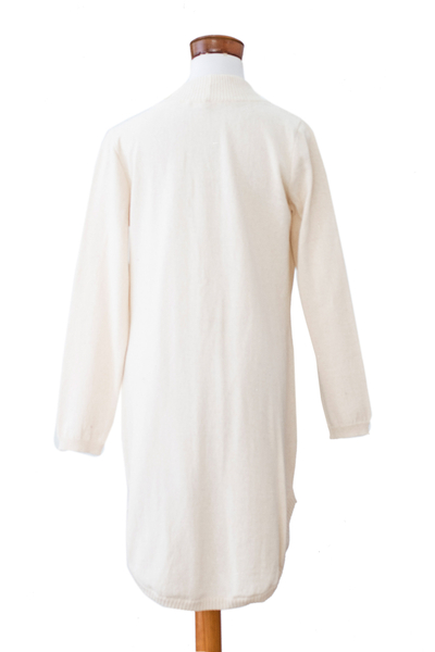 Jersey tipo cárdigan de algodón - Cárdigan de algodón natural en tono crudo liso
