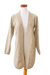 Cotton cardigan sweater, 'Beige Olive Winds' - Natural Cotton Cardigan Sweater in Beige and Olive Hues thumbail