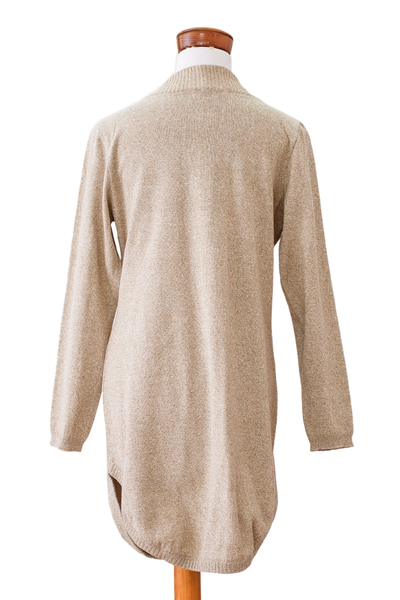 Cotton cardigan sweater, 'Beige Olive Winds' - Natural Cotton Cardigan Sweater in Beige and Olive Hues