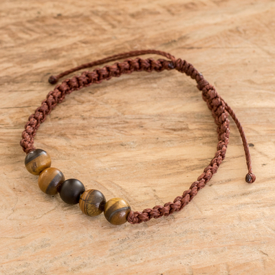 Blue Macrame Cuff Bracelet With Tiger Eye Macrame Bracelet 