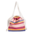 Foldable cotton drawstring backpack, 'Springtime' - Foldable Cotton Drawstring Backpack with colourful Stripes