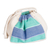 Cotton drawstring toiletry bag, 'Emerald' - Aqua & Blue Handwoven Striped Cotton Drawstring Toiletry Bag