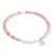 Rhodonite and crystal beaded pendant bracelet, 'Pink Emotions' - Heart Pendant Bracelet with Rhodonite and Crystal Beads