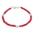 Crystal beaded pendant bracelet, 'Love Emotions' - Silver Heart Pendant Bracelet with Red Crystal Beads