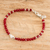Armband mit Anhänger aus Kristallperlen - Rotes Kristallperlenarmband mit silbernem Herzanhänger