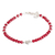 Armband mit Anhänger aus Kristallperlen - Rotes Kristallperlenarmband mit silbernem Herzanhänger