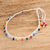Crystal beaded macrame anklet, 'Rain of Emotions' - Handmade White Macrame Anklet with colourful Crystal Beads