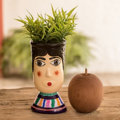 Blumentopf aus Keramik - Handbemalter, lebendiger Keramik-Blumentopf aus Guatemala