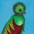 'Quetzal resplandeciente' - Pintura al óleo impresionista de pájaro Quetzal posado